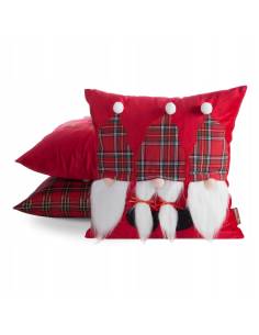 Poszewka świąteczna 45x45 czerwona kratka zdobienie... 2