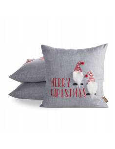 Poszewka świąteczna 45x45 czerwona szara zdobienie... 2