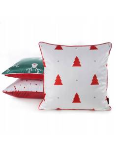 Poszewka świąteczna 45x45 czerwona biała choinki lamówka... 2