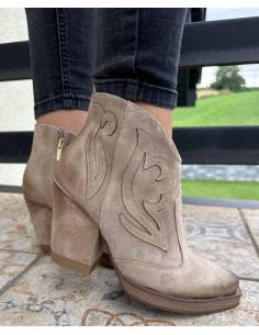 Botki skóra beż 1483 kowbojki Exquisite 2