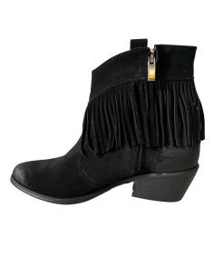 Botki damskie czarne skóra nat przecierane 1452 kowbojki... 2