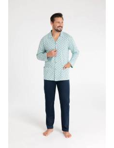 Piżama męska zielona rozpinana długi rękaw spodnie...