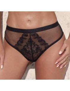 Figi klasyczne czarne z siateczki i koronki Kinga Bianca...