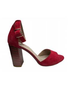 Sandałki czerwone skóra zamsz obcas klocek Venetti 1724... 2