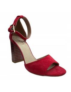 Sandałki czerwone skóra zamsz obcas klocek Venetti 1724...