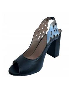 Czółenka czarne skóra bez palcy obcas klocek wesele... 2