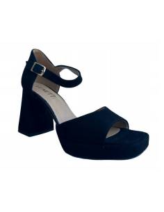 Sandałki czarne skóra zamsz obcas klocek Venetti 1721...