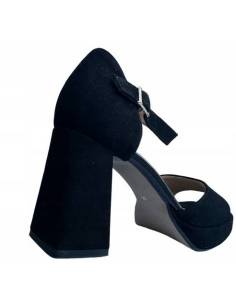 Sandałki czarne skóra zamsz obcas klocek Venetti 1721... 2