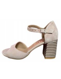 Sandałki beżowe nude skóra eleganckie imprezowe obcas...