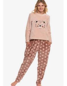 Piżama damska brązowa beż ciepła miła polarowa dł....