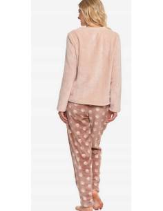 Piżama damska brązowa beż ciepła miła polarowa dł.... 2