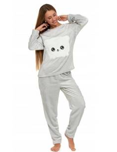 Piżama damska szara popiel polarowa ciepła gruba miła z...