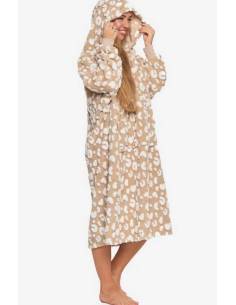 Kocobluza damska z kapturem beżowa bluza długa ciepła...