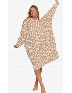 Kocobluza damska z kapturem beżowa bluza długa ciepła... 2