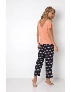 Piżama damska krótki rękaw długie spodnie brzoskwiniowa... 2