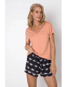 Piżama damska krótki rękaw szorty brzoskwiniowa Aruelle...