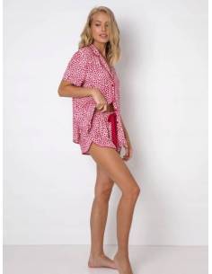 Piżama damska krótki rękaw szorty różowy serduszka...