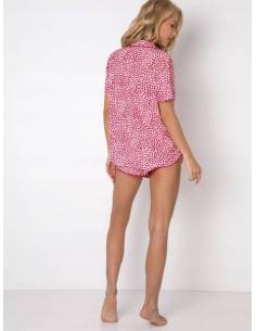 Piżama damska krótki rękaw szorty różowy serduszka... 2