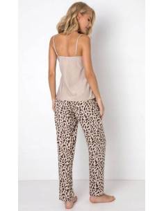 Piżama damska na ramiączkach długie spodnie beżowa... 2