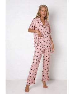 Piżama damska rozpinana krótki rękaw dł. spodnie koty...