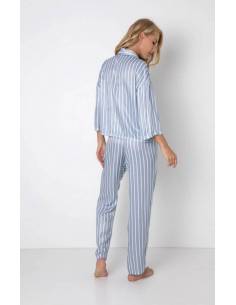 Piżama damska długi rękaw długie spodnie niebieska... 2