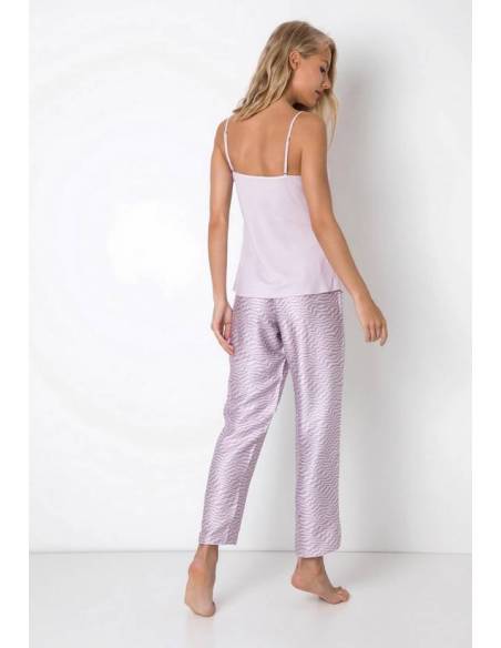 Piżama damska na ramiączkach długie spodnie fioletowa lawendowa paski Aruelle Livia long