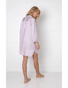 Koszula Nocna fiolet paski lawendowa zapinana na guziki... 2