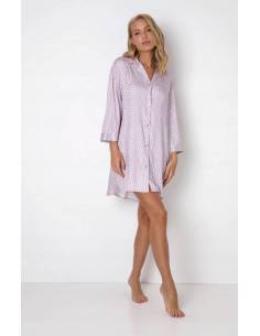 Koszula Nocna fiolet paski lawendowa zapinana na guziki...