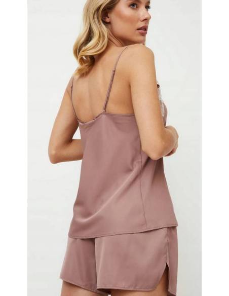 Piżama damska ciemny róż dwuczęściowa top spodenki Aruelle Primrose short