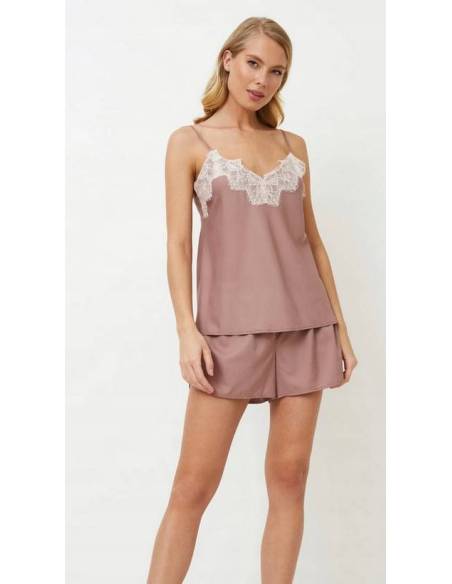 Piżama damska ciemny róż dwuczęściowa top spodenki Aruelle Primrose short