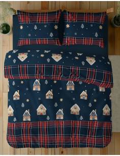 Pościel 160X200 niebieska bawełna świąteczna pierniki... 2