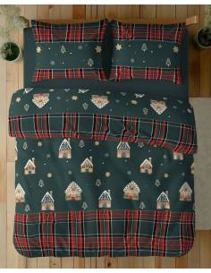 Pościel bawełniana 160X200 zielona świąteczna pierniki... 2