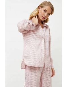 Piżama damska różowa dł. spodnie dł. rękaw rozpinana... 2