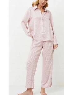 Piżama damska różowa dł. spodnie dł. rękaw rozpinana...