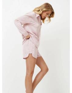 Piżama damska różowa kr. spodenki dł. rękaw rozpinana...