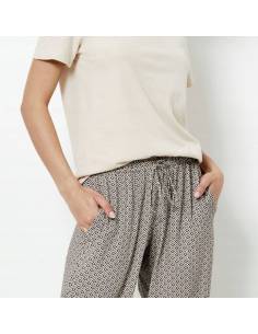 Piżama damska beżowa brąz krótki rękaw długie spodnie... 2