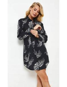 Koszula nocna damska czarna rozpinana dł. rękaw... 2