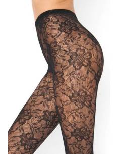 Rajstopy czarne koronkowe wzór kwiatowy ażurowe Veneziana... 2