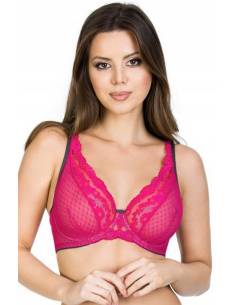 Biustonosz miękki soft braletka różowy fuksja koronkowy...