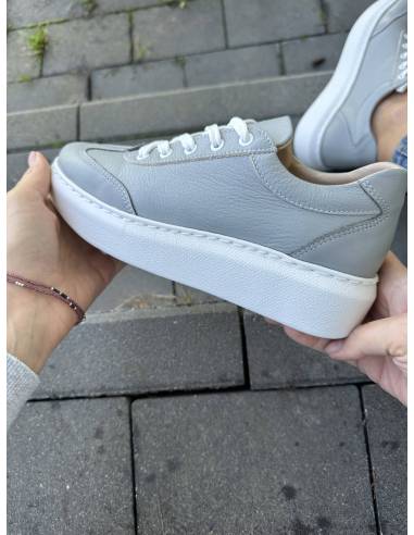 Trampki creepersy skóra lico szare N950