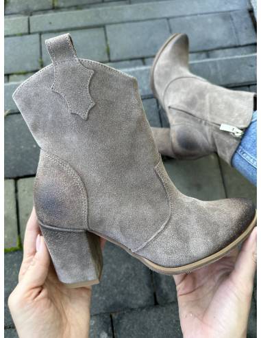 Botki beż almond nowość skóra zamsz Exquisite...