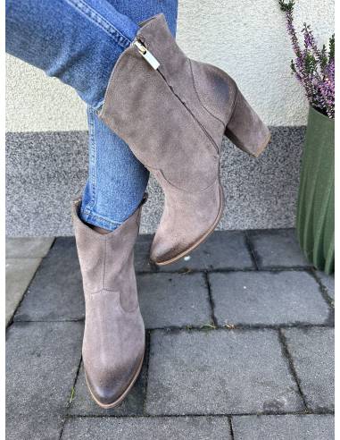 Botki beż almond nowość skóra zamsz Exquisite...