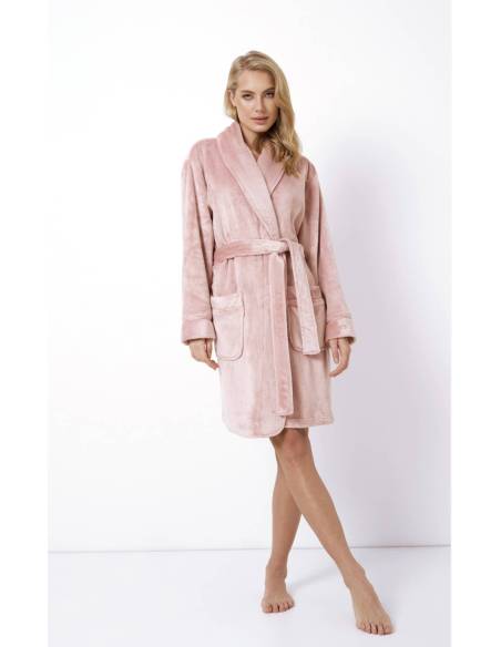 Szlafrok damski ciepły miś róż Aruelle Eva ROSE PINK