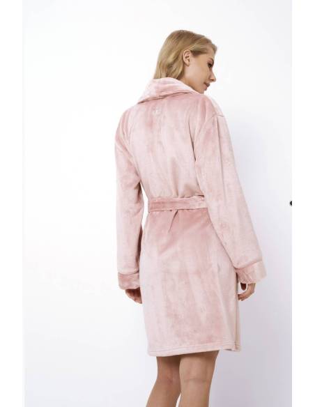 Szlafrok damski ciepły miś róż Aruelle Eva ROSE PINK