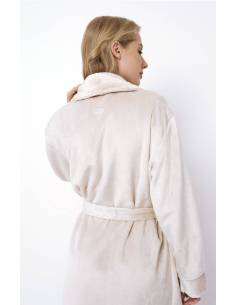 Szlafrok damski ciepły miś krem ecru  Aruelle Eva CREAM 2
