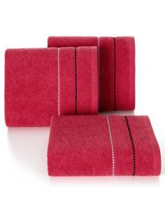 Ręcznik kąpielowy czerwony bawełna paski ozdobne... 2