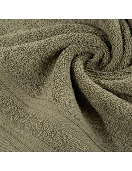 Ręcznik kąpielowy oliwkowy bawełna paski ozdobne Eurofirany Kely