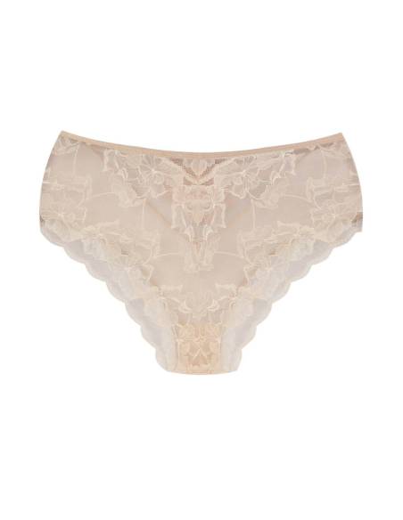 Figi wysokie beżowe nude beige koronkowe tiul Mediolano Amelia 19201