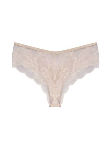 Figi brazyliany beżowe nude beige koronkowe...