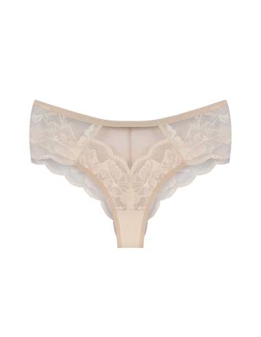 Figi brazyliany beżowe nude beige koronkowe...